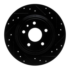 Ford Fusion Brake Rotor (1) - Rear Right - R1 Concepts - Drilled & Slotted - Black - `13-`20